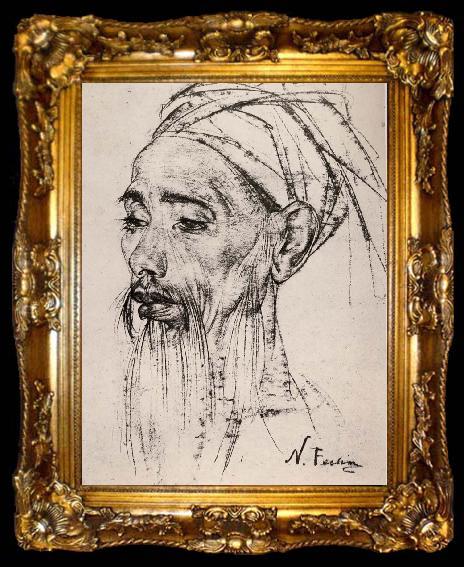 framed  Nikolay Fechin Old man head portrait, ta009-2